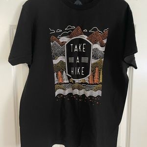 Ann Arbor Tees T-Shirt “Take A Hike” Graphic Short Sleeve T-Shirt Black Size L